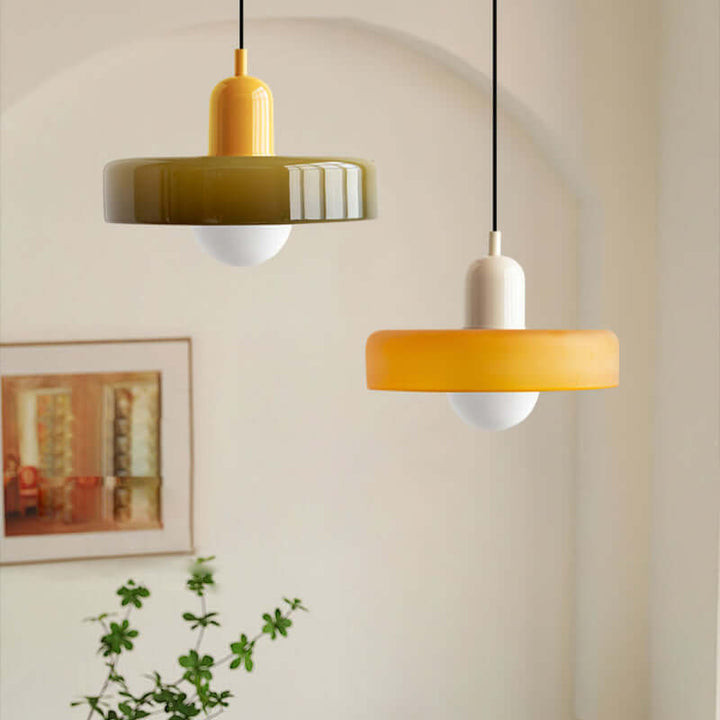 Farverig Bauhaus-stil glasloftslampe