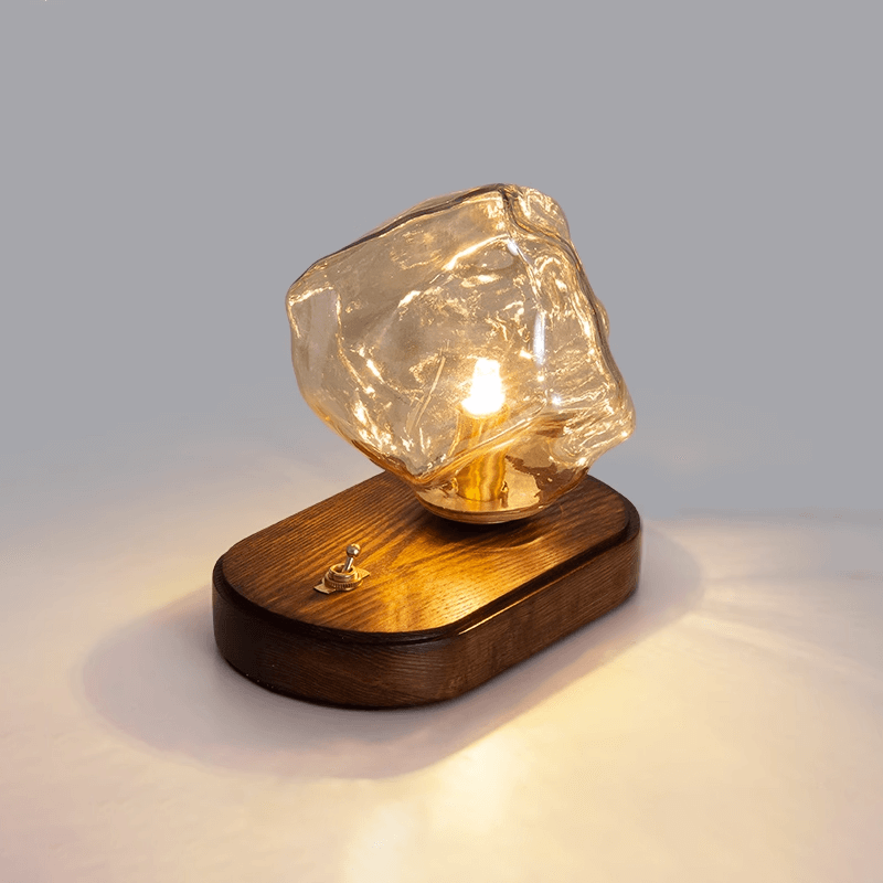 Lampe De Table En Verre En Forme De Pierre De Glace