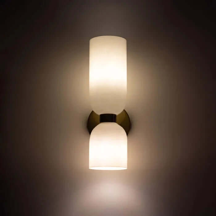 Moderne LED væglampe med dobbelt glaslampeskærm
