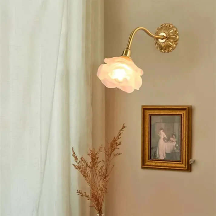 Vintage kobber blomsterglas væglampe