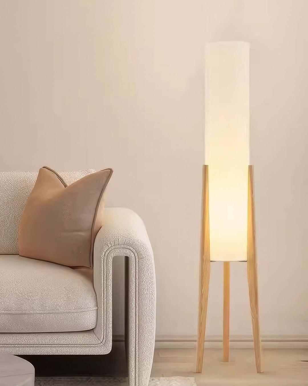 Bordlampe i valnød, massivt træ kunstlampe