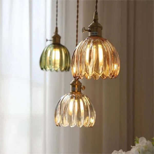 Retro glasblomsterlampe i japansk stil