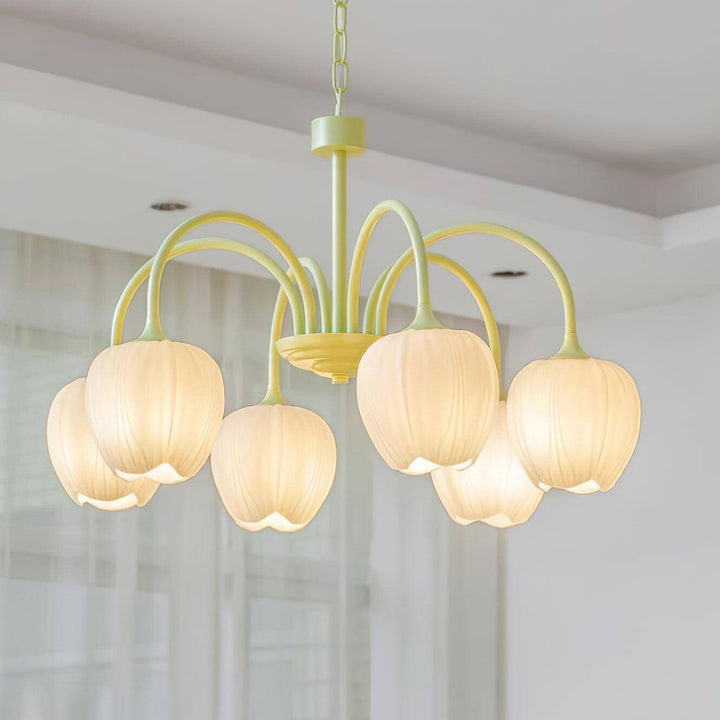 Moderne loftlampe i matcha-stil, 6 lampeskærme