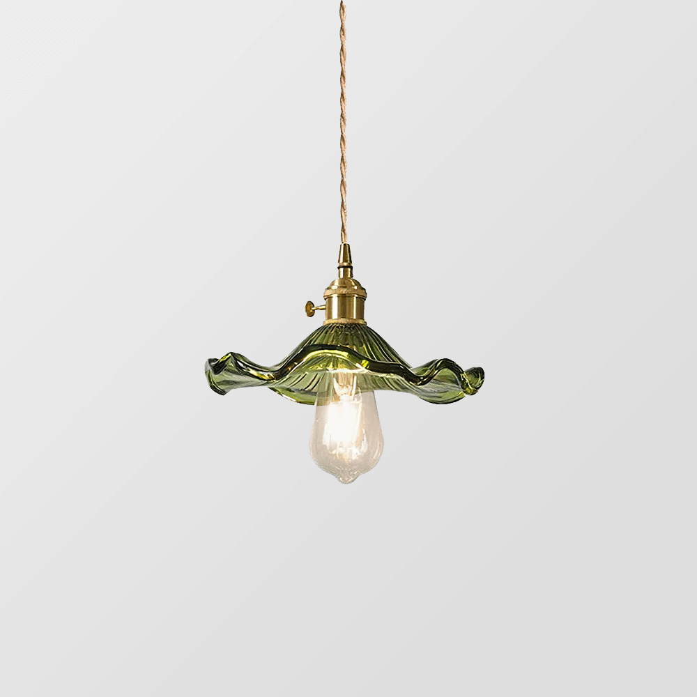 Hibiscus pendellampe, glas blomsterdesign lampe