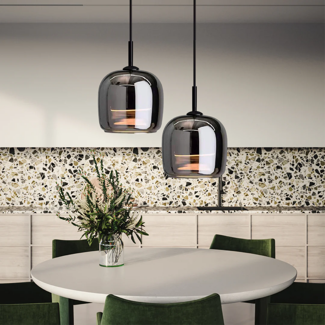 Moderne sort glas loftlampe