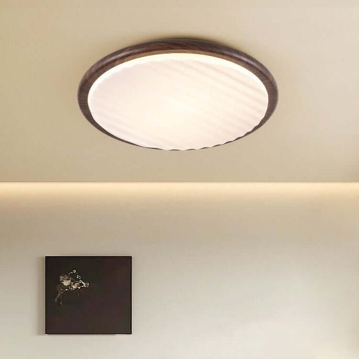 Rund foldbar træ loftlampe med LED til soveværelset