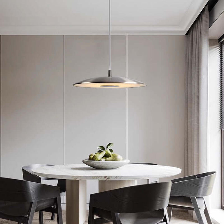 Moderne LED hængelampe i metal, nikkel finish