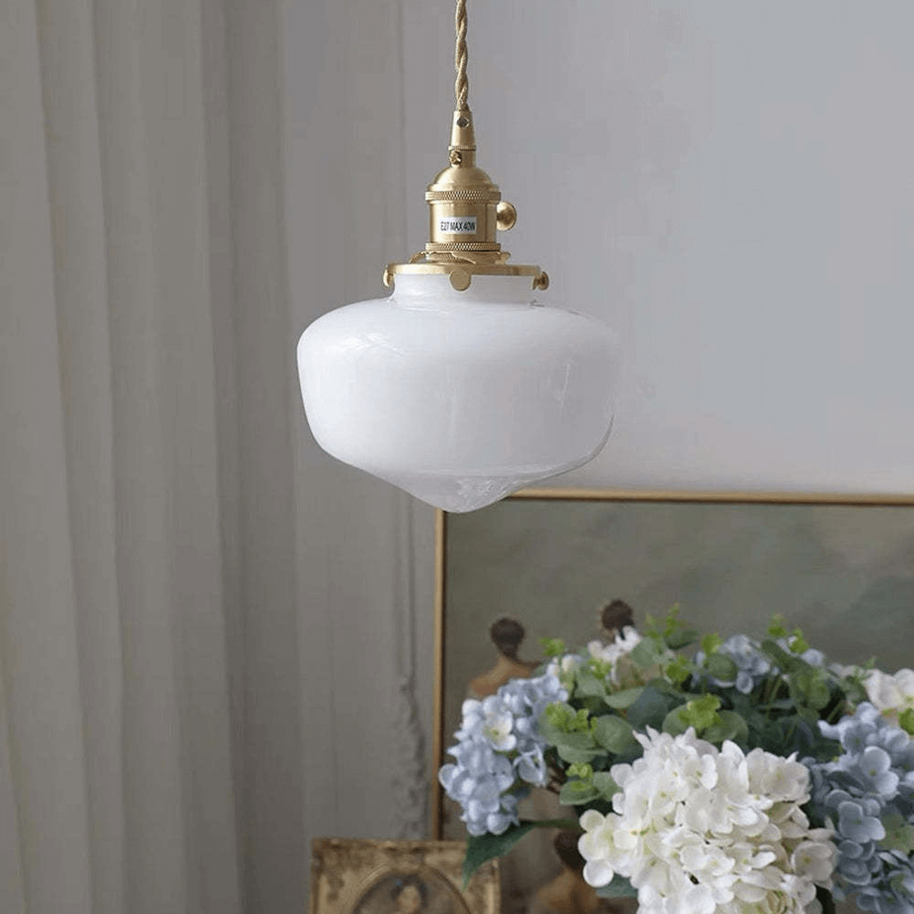 Retro glas Pendel Lampe - Hvid