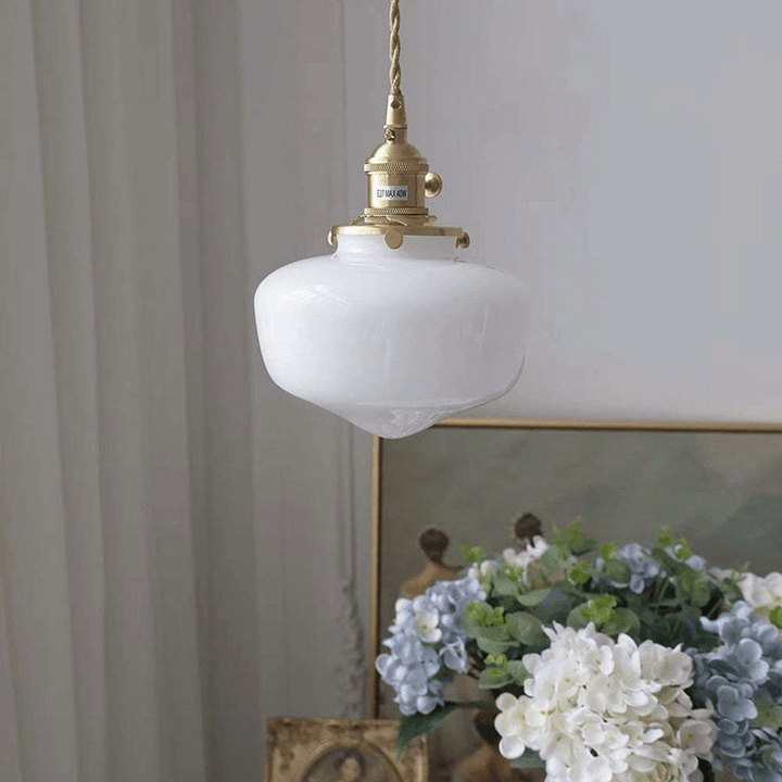 Retro glas Pendel Lampe - Hvid