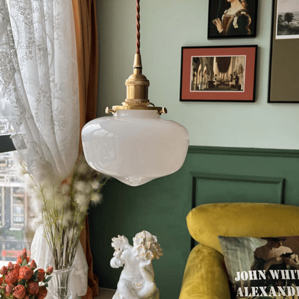 Retro glas Pendel Lampe - Hvid