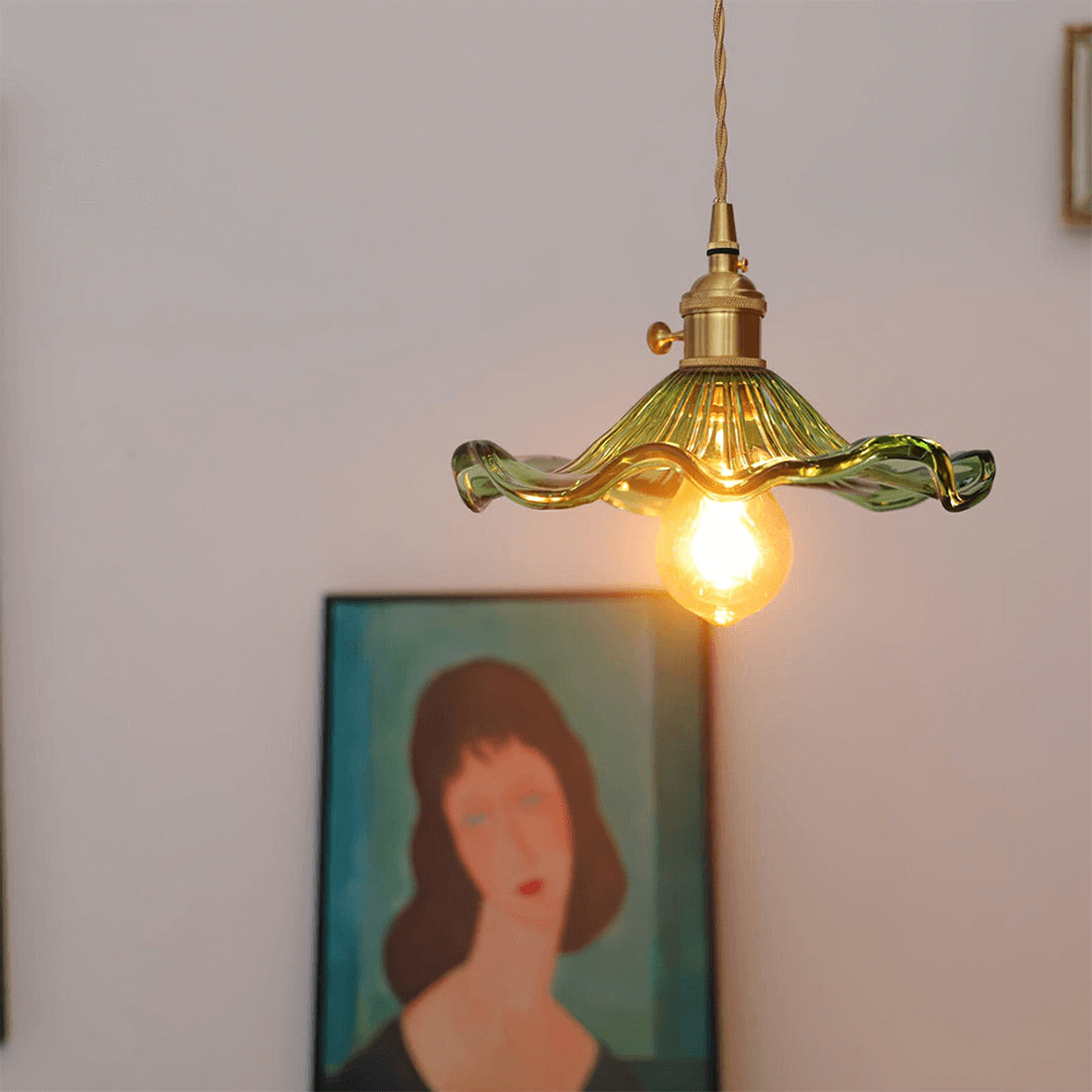 Hibiscus pendellampe, glas blomsterdesign lampe
