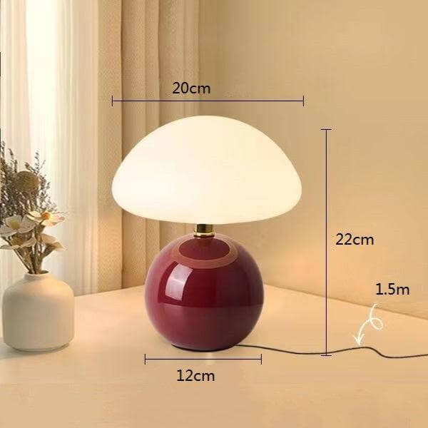 Keramisk svampe bordlampe på bord