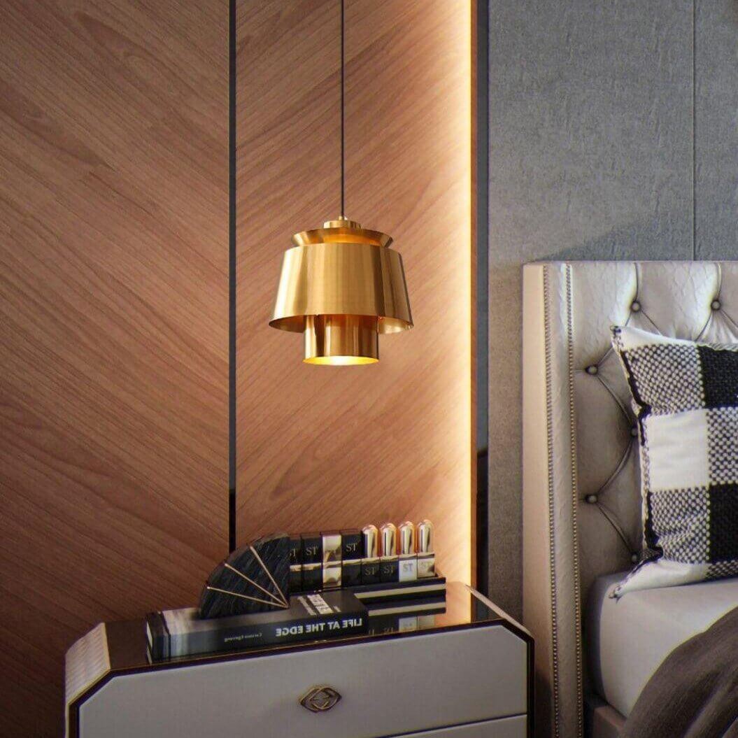 Detalje af moderne pendellampe med stjernetåge design