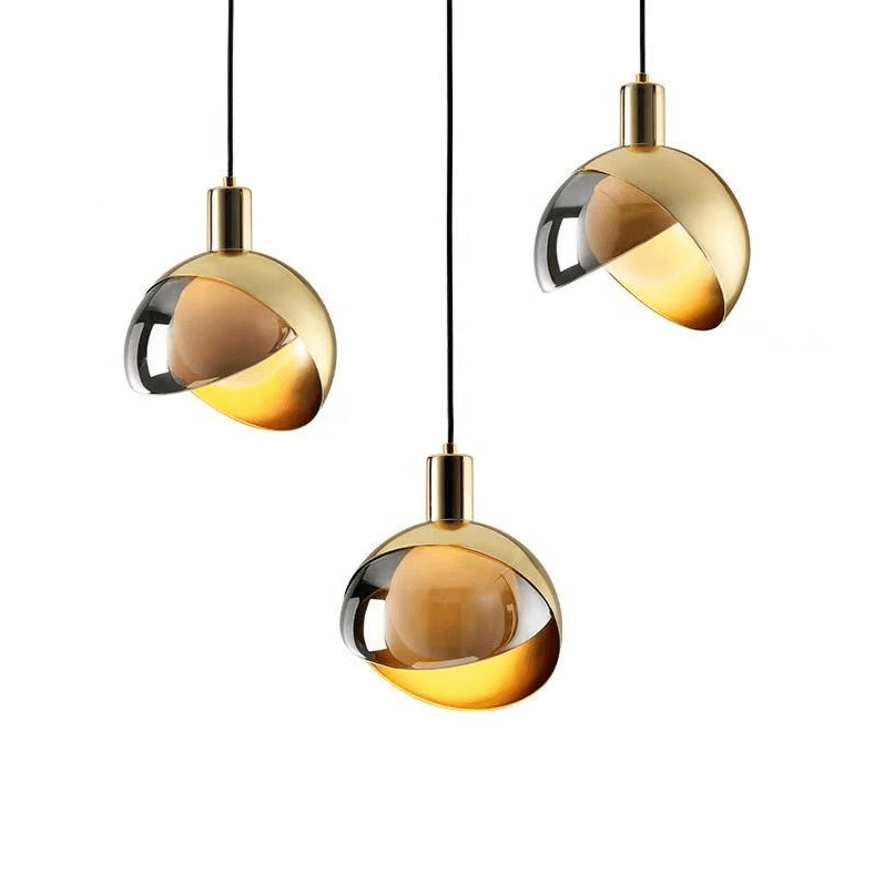 Moderne gylden glas pendellampe