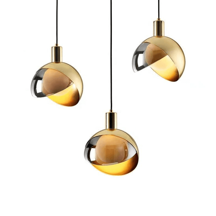 Moderne gylden glas pendellampe