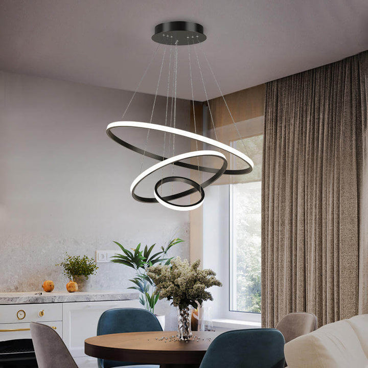 Pakkeindhold for moderne loftlampe med 3 ringe
