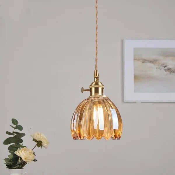 Retro glasblomsterlampe i japansk stil