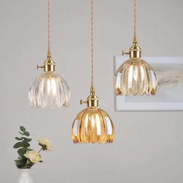 Retro glasblomsterlampe i japansk stil