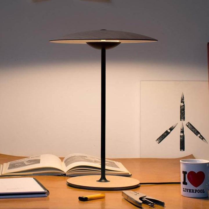 Moderne bordlampe i metal med LED