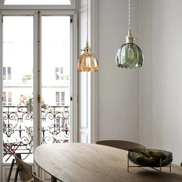 Retro glasblomsterlampe i japansk stil
