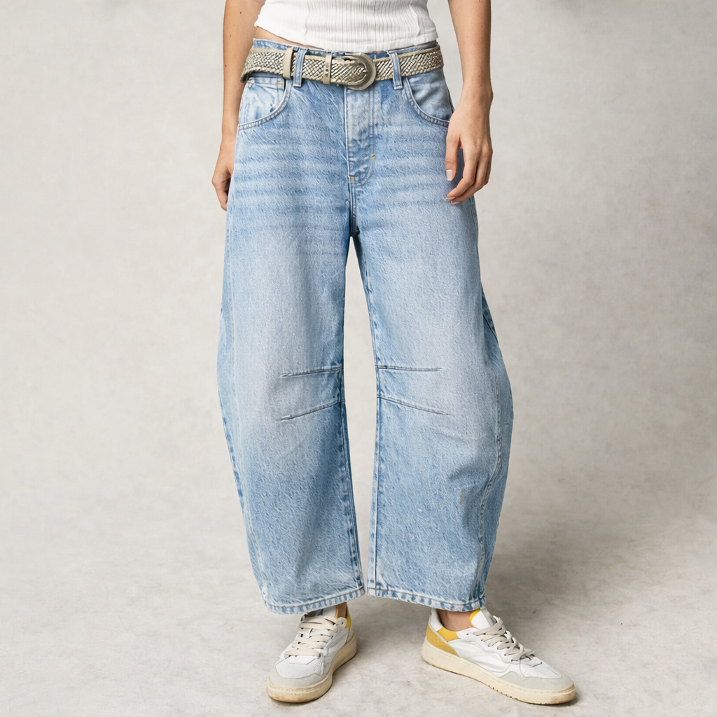 Stilfulde damejeans: Balloonbukser med vide ben og lav talje for en afslappet, moderne pasform.