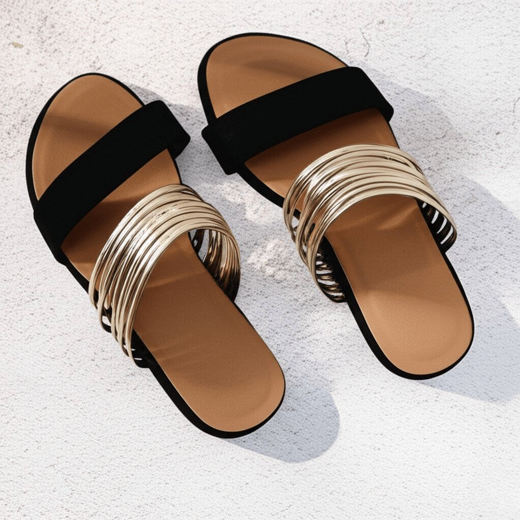 Moderne dame slip-on sandaler. Ortopædiske med god fodstøtte, stilfulde komfortsko for hele dagen.