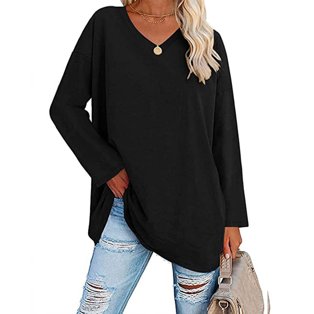Stilfuld langærmet dame sweater, løs pasform for hygge og moderne mode.