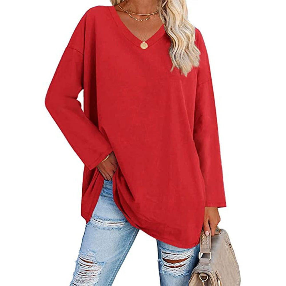 Dame langærmet oversize sweater i blød strik, perfekt til både mode og afslappet brug.