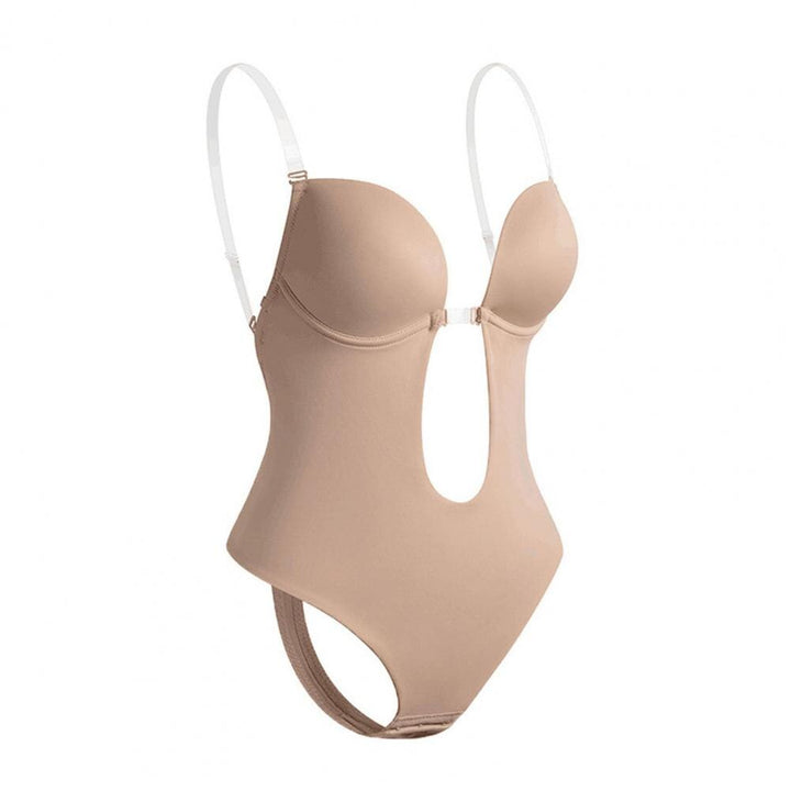 Elegant dame bodysuit med dyb V-hals. Figurformende shapewear for en fejlfri og slankende kropsform.