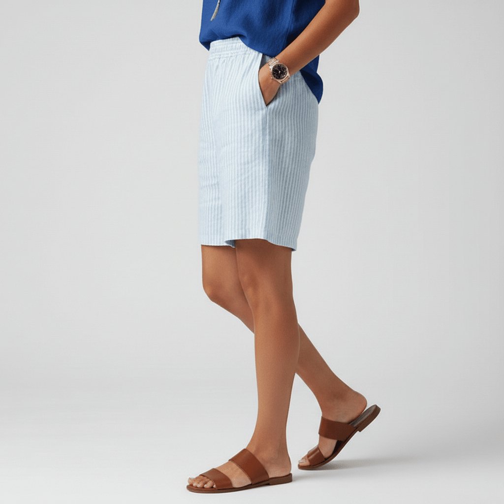 Sommershorts til kvinder, stribede med behagelig elastisk talje, casual stil og god pasform.