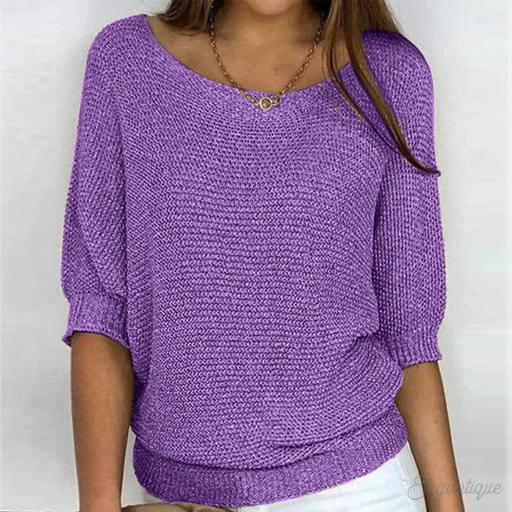 Dame strikket sweater, en alsidig overdel til lag-på-lag styling. Elegant og komfortabelt tøj.