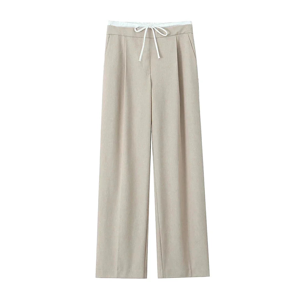 Dame wide leg bukser i polyester blanding; elegant og komfortabel med løs pasform til hverdagsbrug.