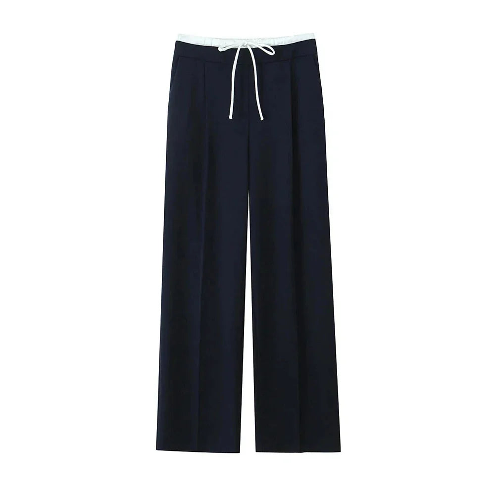 Komfortable bukser med løs pasform; polyester blanding dame bukser med brede ben til alle sæsoner.