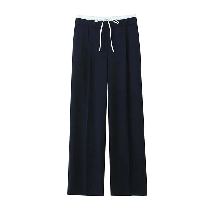 Komfortable bukser med løs pasform; polyester blanding dame bukser med brede ben til alle sæsoner.