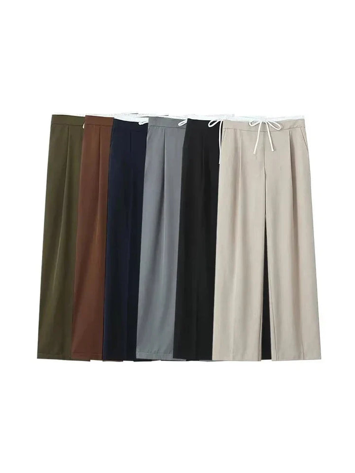 Elegante dame wide leg bukser; polyester blanding giver en afslappet, men sofistikeret stil til hverdagsbrug.
