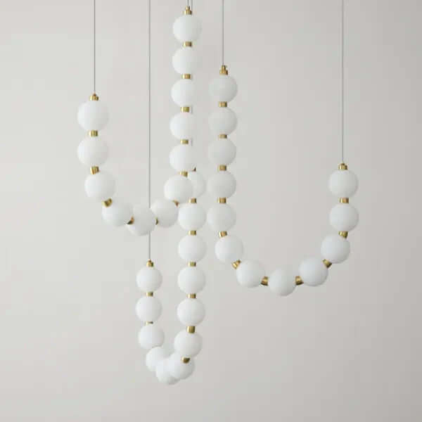 Moderne perle-pendellampe i hvid