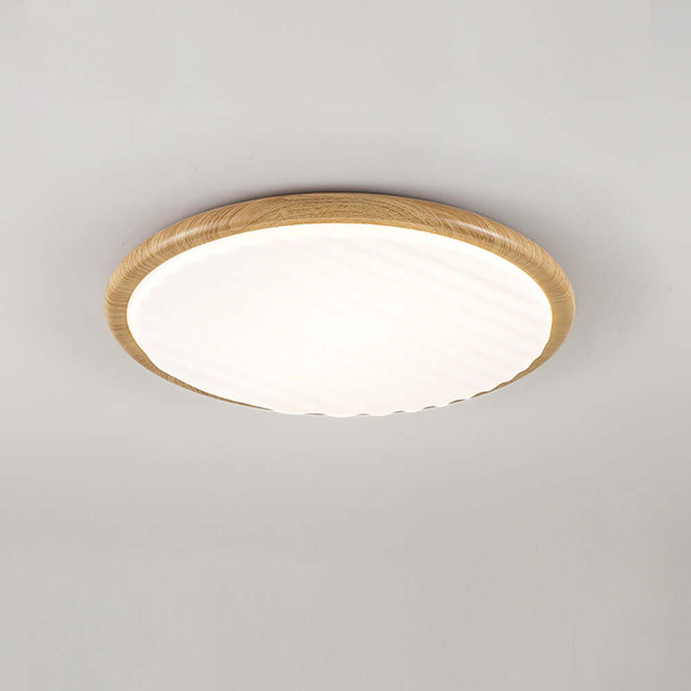 Rund foldbar træ loftlampe med LED til soveværelset