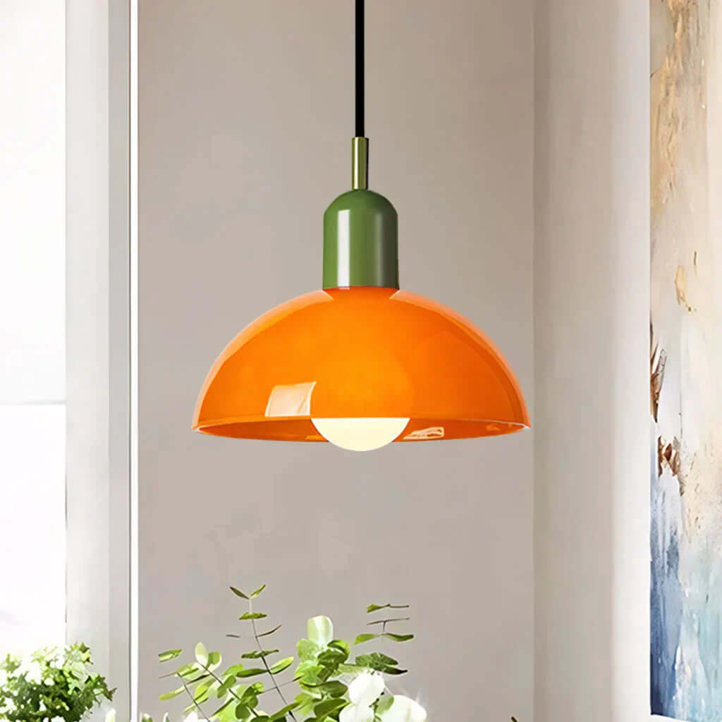Moderne Glaskuppel Pendel - Farverigt Design