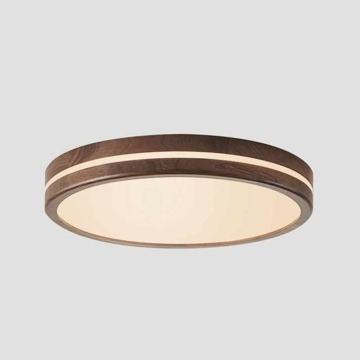 Rund Træ Loftlampe - Naturligt Lys