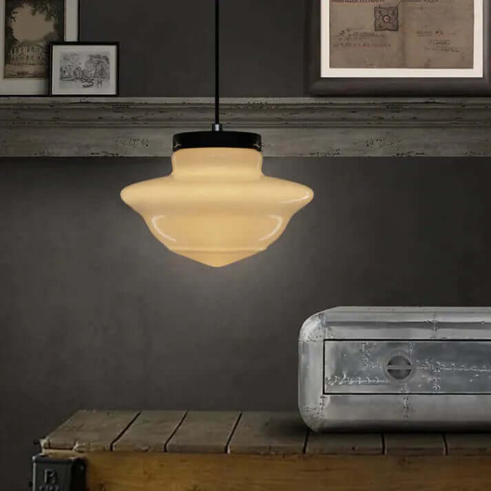 Vintage geometrisk pendel i mælkeglas