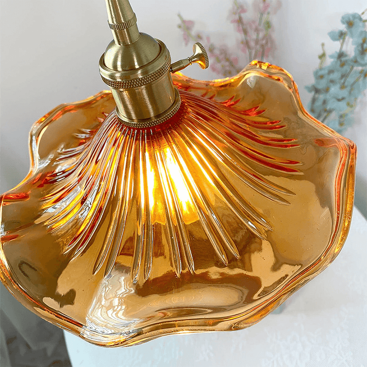 Hibiscus pendellampe, glas blomsterdesign lampe