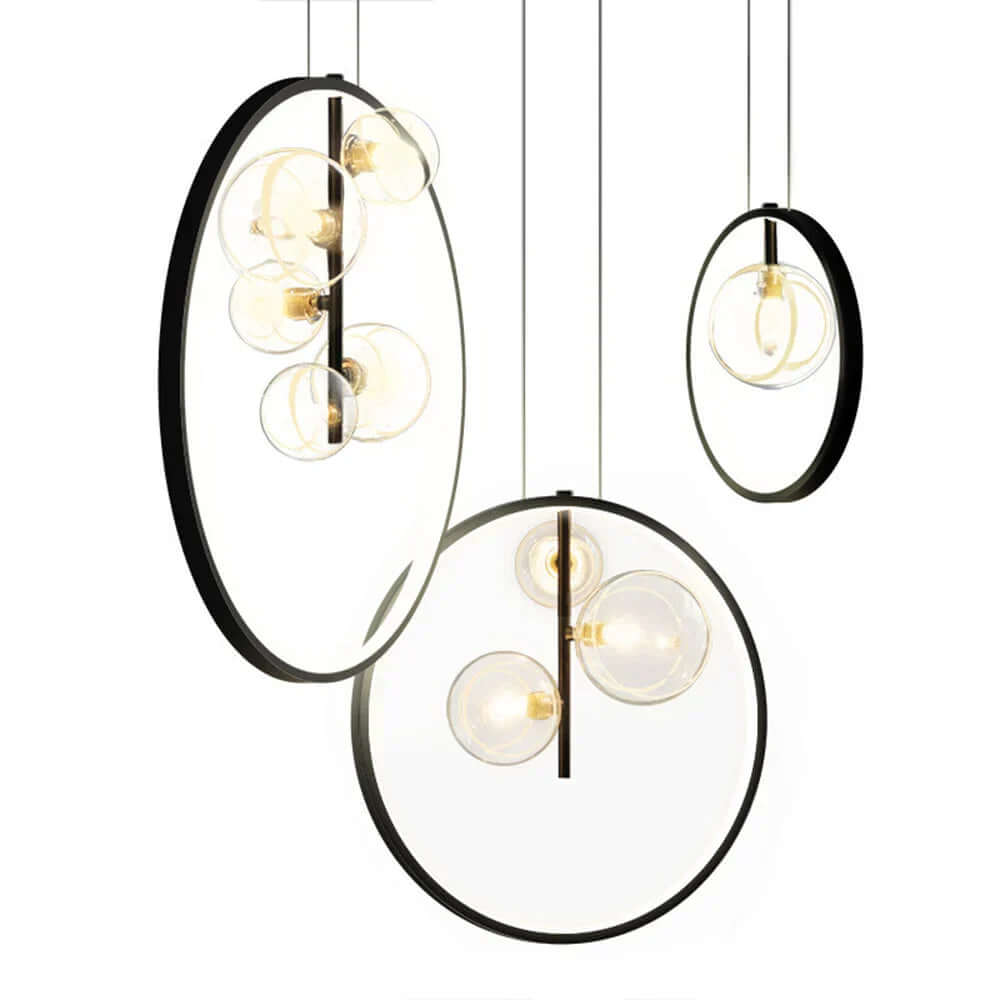 Nordisk boble pendel lamper i glas med ring
