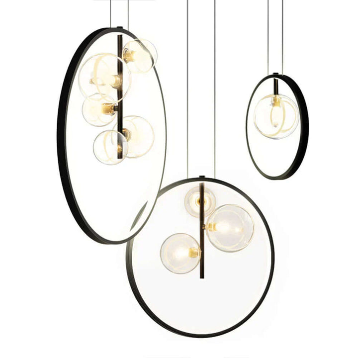 Nordisk boble pendel lamper i glas med ring