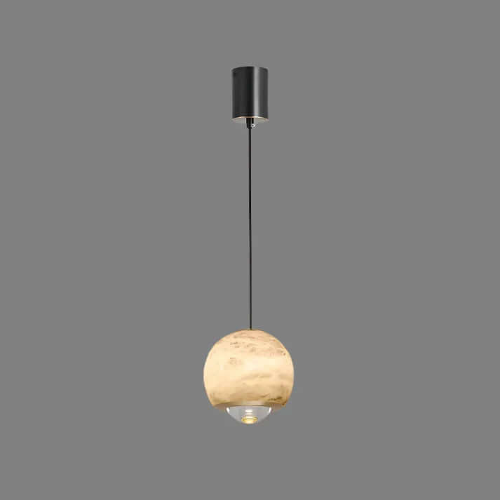 Moderne marmor- og alabast pendellampe, kugleformet design, nordisk stil