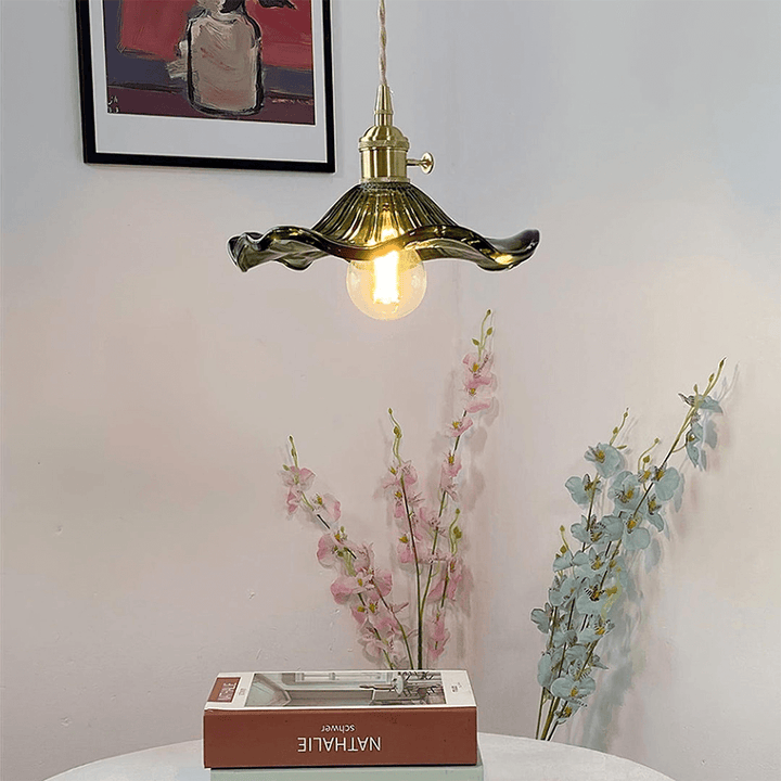 Hibiscus pendellampe, glas blomsterdesign lampe