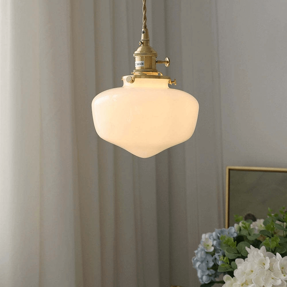 Retro glas Pendel Lampe - Hvid