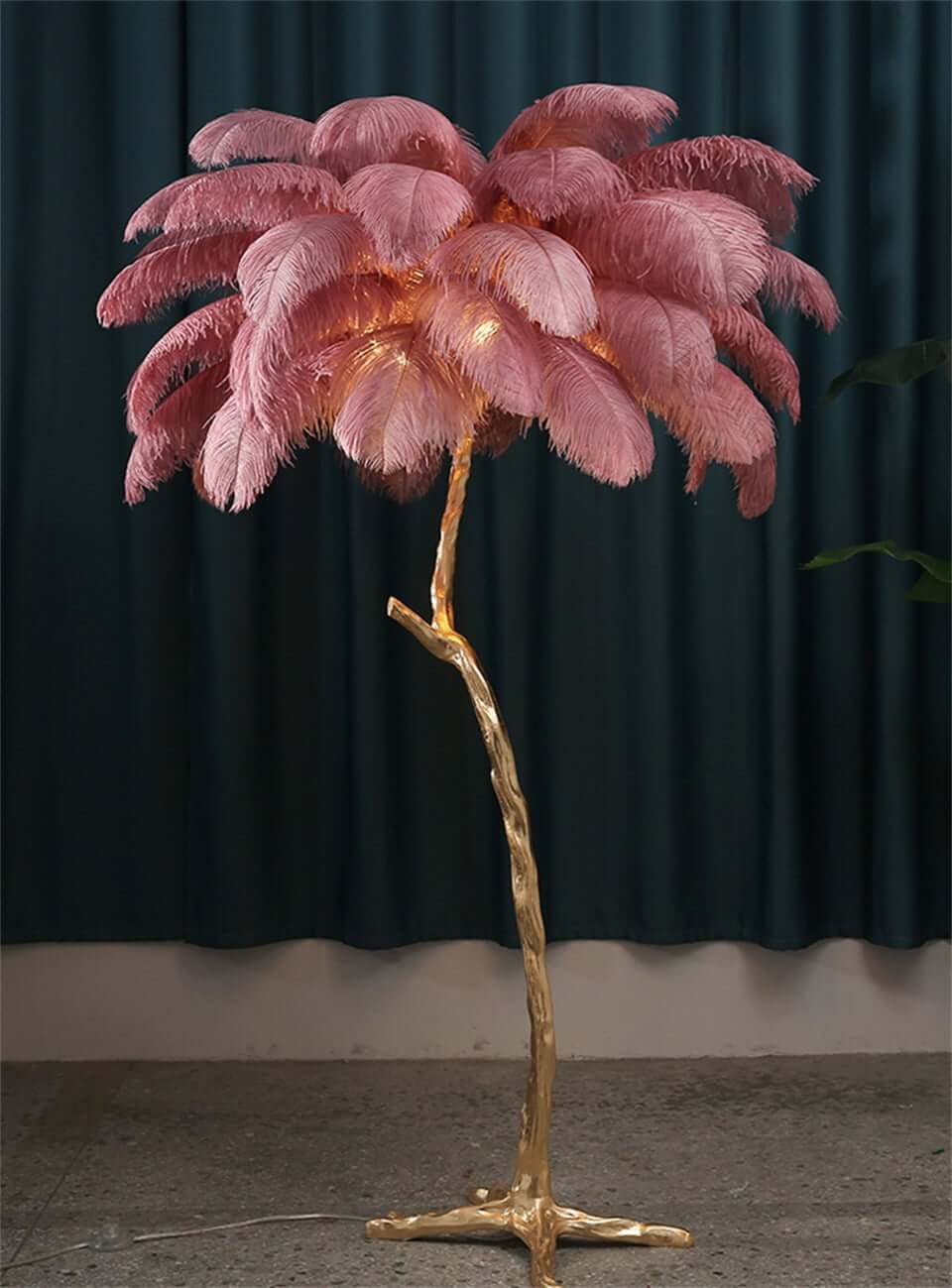 Gulvlampe med bløde fjer, stue belysning
