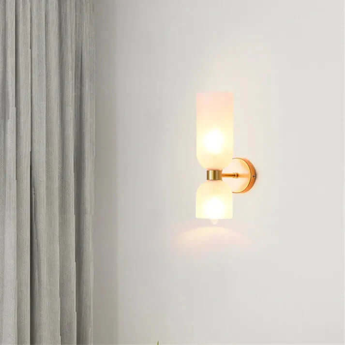 Moderne LED væglampe med dobbelt glaslampeskærm