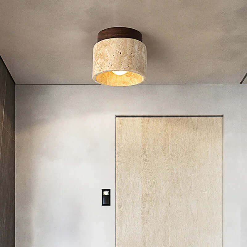 Moderne Japansk Stil Loftslampe Creme Farve