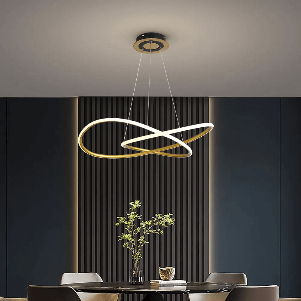 Moderne LED loftlampe i guld, Ø57cm